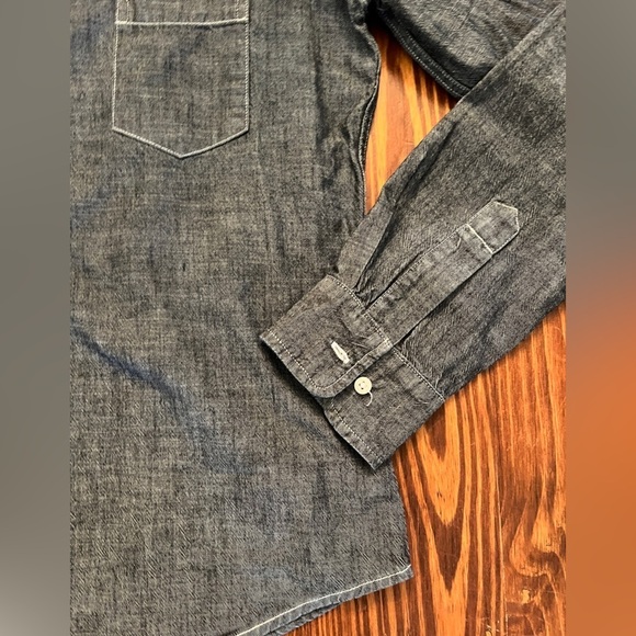 FRANK & EILEEN Barry Woven Button Up Long Sleeve Denim Top Raw Rinse Denim - Picture 9 of 12